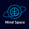 Logo of 'Mind Space' with a brain illustration on a dark blue background